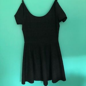 Black, Textured Skater Dress